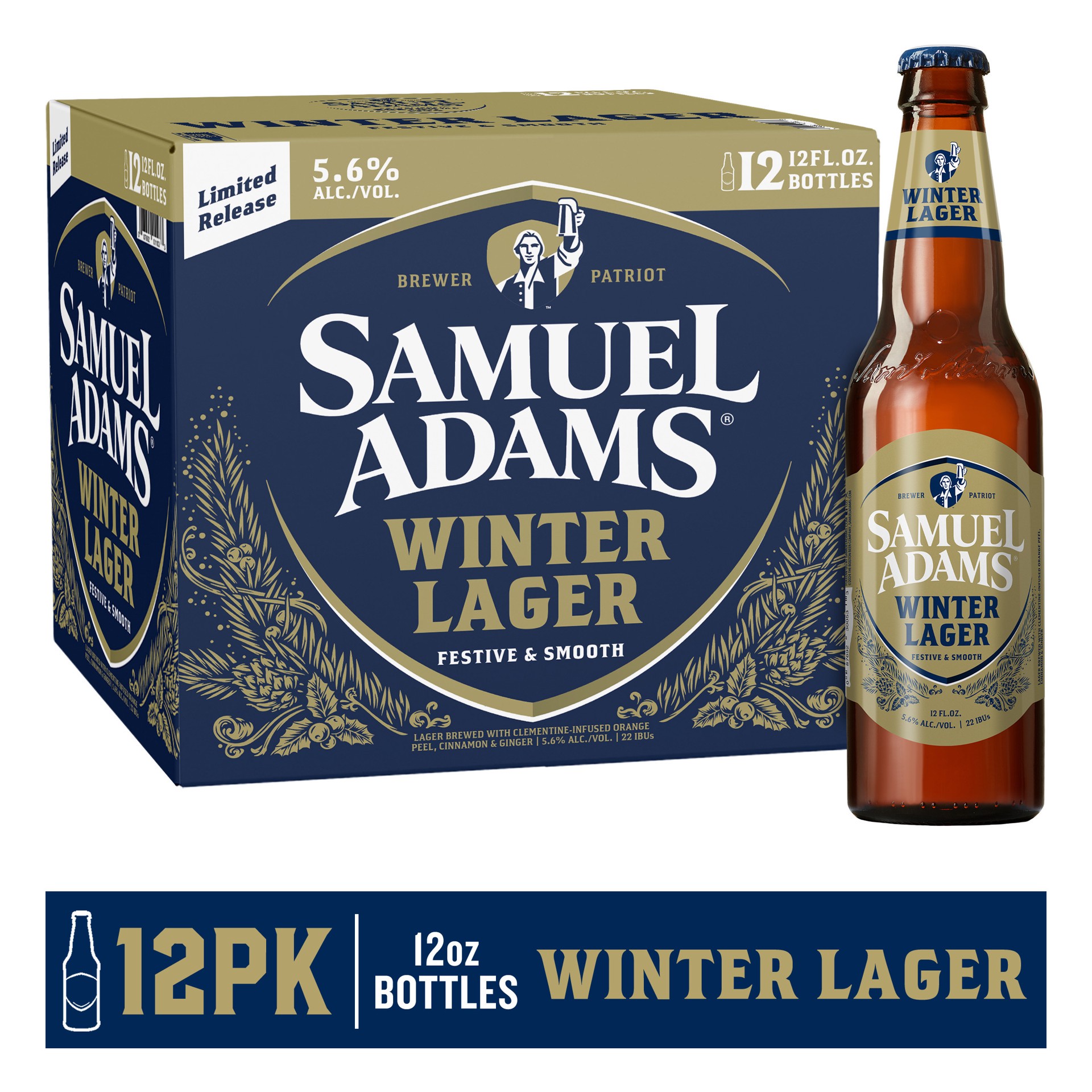 slide 1 of 2, Samuel Adams Winter Lager Seasonal Beer (12 fl. oz. Bottle, 12pk.), 12 ct; 12 fl oz  