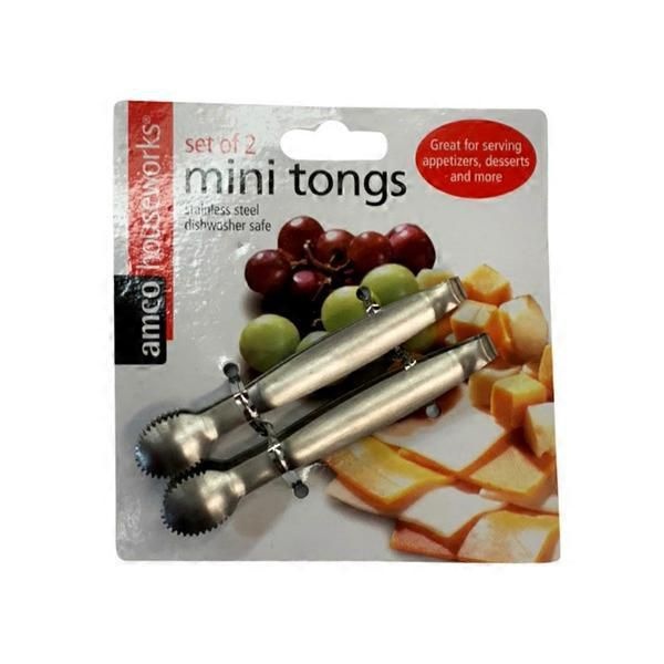 slide 1 of 1, Amco Houseworks Set of Two Mini Appetizer Tongs, 1 ct