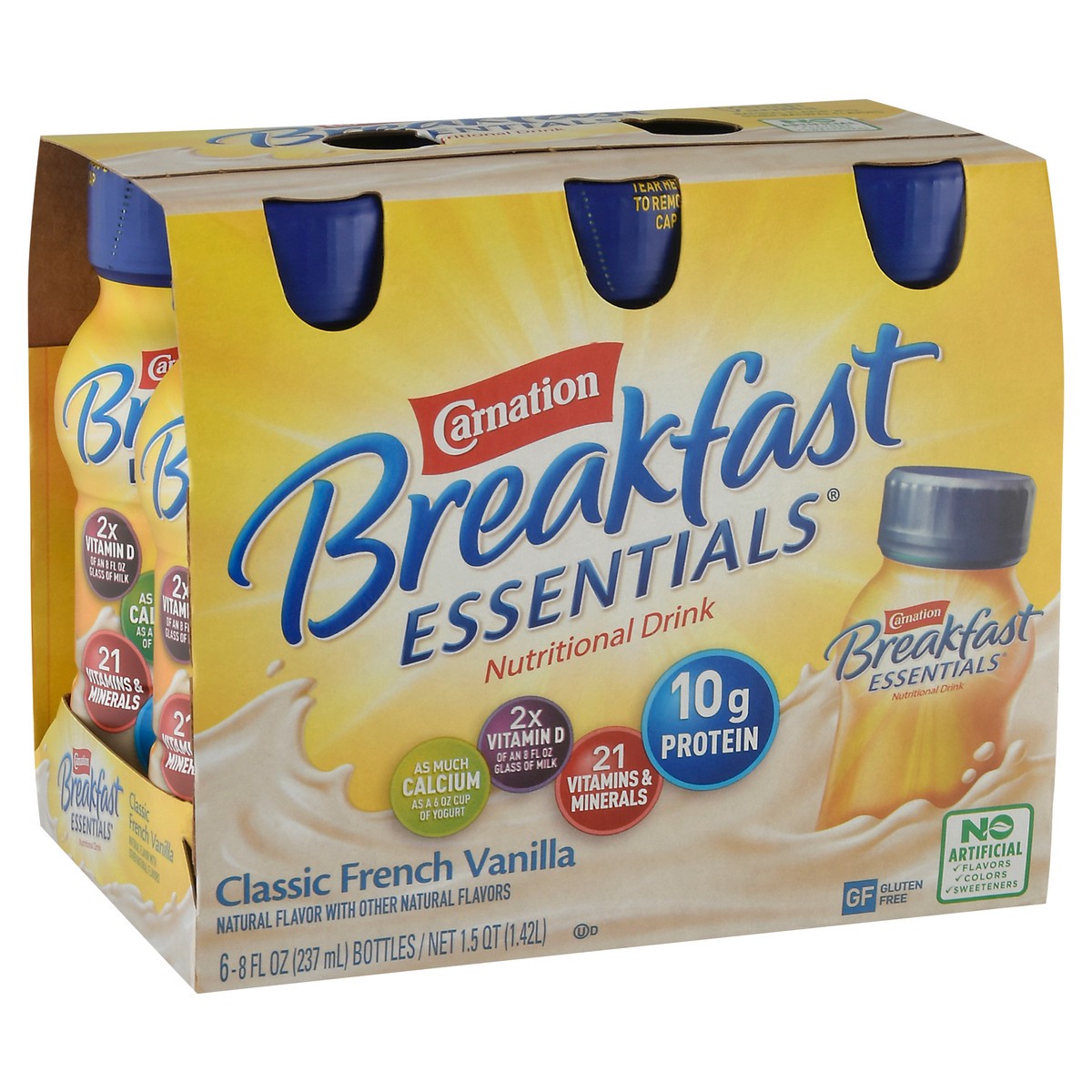 slide 2 of 9, Carnation Breakfast Essentials Nutritional Drink, Classic French Vanilla, 10 g Protein, 6 - 8 fl oz Cartons, 48 fl oz