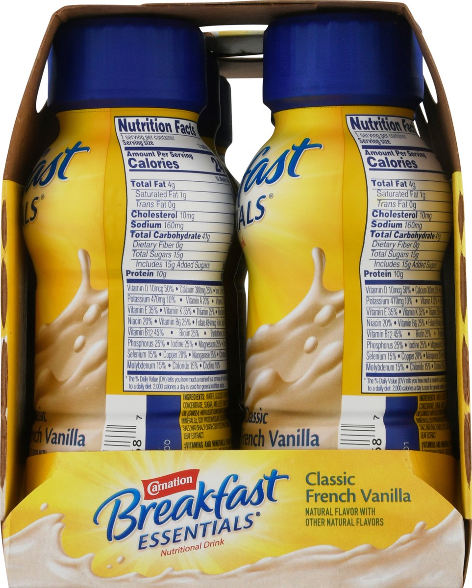 slide 8 of 9, Carnation Breakfast Essentials Nutritional Drink, Classic French Vanilla, 10 g Protein, 6 - 8 fl oz Cartons, 48 fl oz