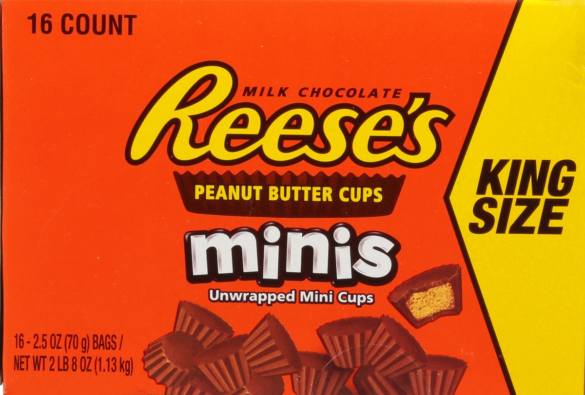 slide 8 of 13, Reese's Minis Unwrapped King Size Milk Chocolate Peanut Butter Cups 16 ea, 16 ct