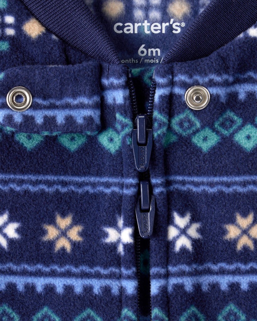 slide 3 of 3, Carter's Baby Boy Fair Isle Fleece Long-Sleeve Loose Fit Sleep & Play Pajamas Multi 3M, 1 ct