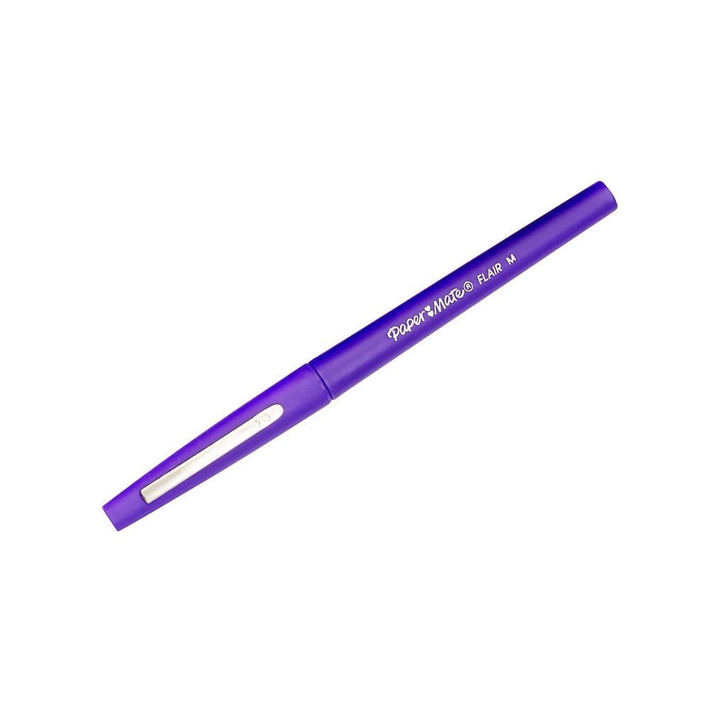 slide 1 of 1, Paper Mate Flair Porous-Point Pens, Medium Point, 0.7 Mm, Purple Barrel, Purple Ink, Pack Of 4 Pens, 4 ct
