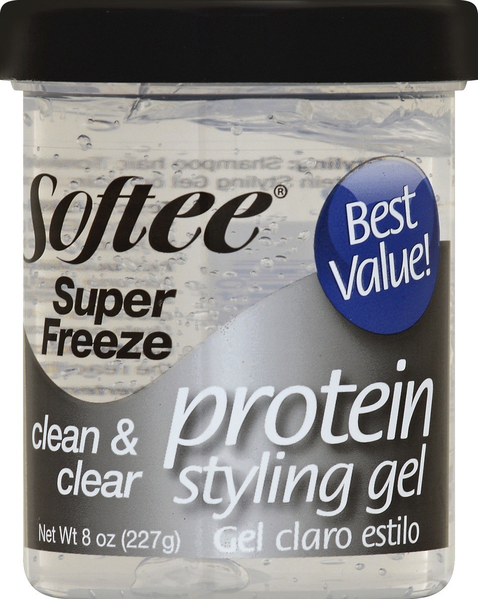 slide 4 of 5, Softee Super Freeze Protein Styling Clean & Clear Gel, 8 oz