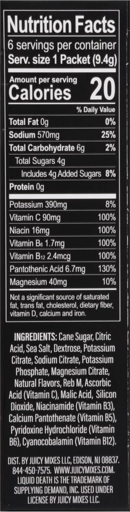 slide 2 of 4, Liquid Death Death Dust Hydration Mix - Lemon Melon & Mango, 6 ct