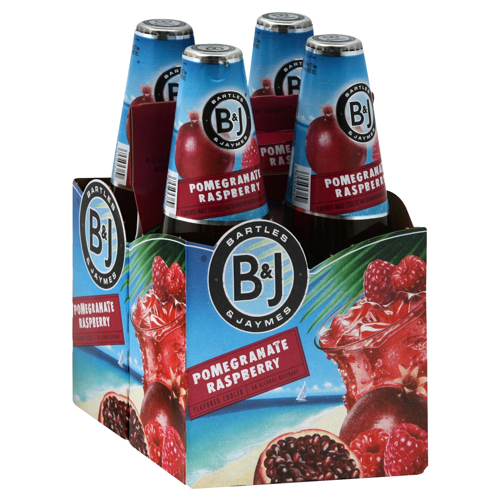 slide 1 of 1, Bartles & Jaymes Pomegranate Raspberry Coolers - 4 ct; 12 fl oz, 4 ct; 12 fl oz