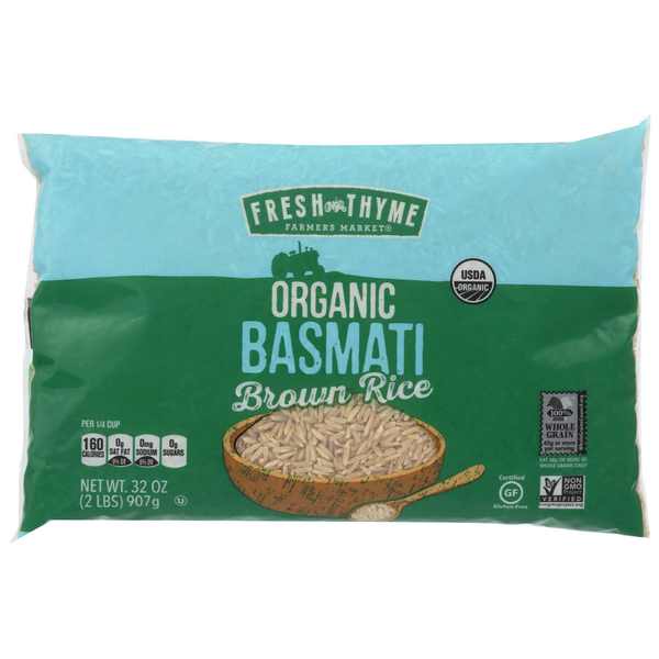 slide 1 of 1, Fresh Thyme Farmers Market Organic Basmati Brown Rice, 32 oz