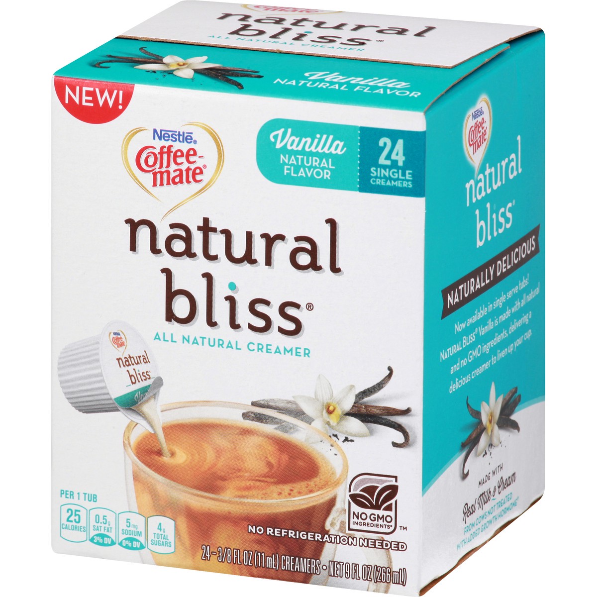 slide 3 of 10, Coffee-Mate Natural Bliss Vanilla All Natural Liquid Coffee Creamer 24 - .375 Fl. Oz Creamers, 9 fl oz