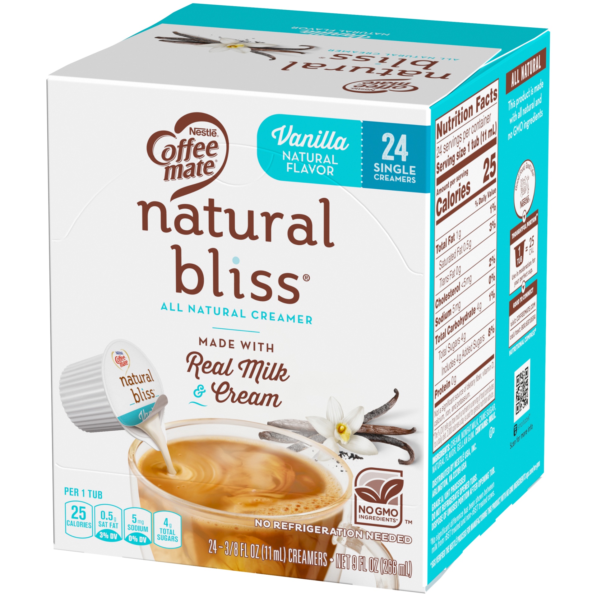 CoffeeMate Natural Bliss Vanilla All Natural Liquid Coffee Creamer 24 .375 Fl. Oz Creamers 9