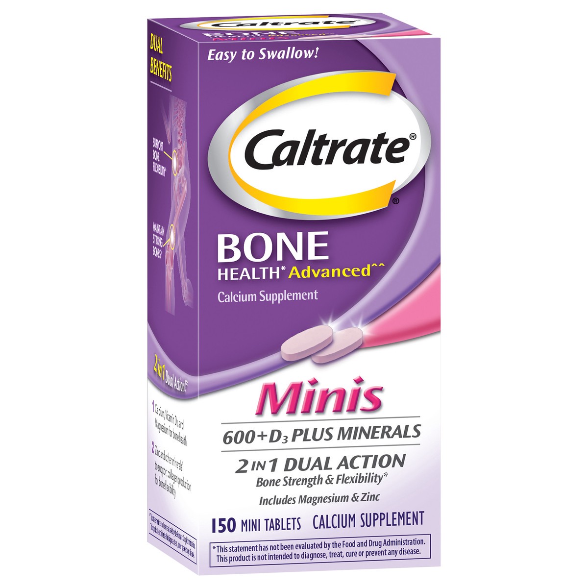slide 3 of 8, Caltrate Minis 600+D3 Plus Minerals Calcium and Vitamin D Supplement Tablets, 150 Count, 1 ct