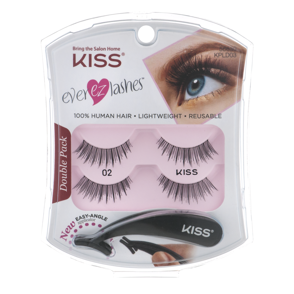 slide 1 of 1, Kiss Ever Ez Lashes Double Pack, 1 ct