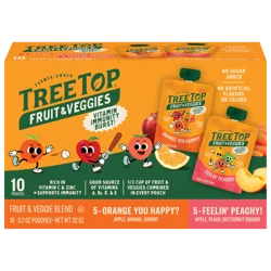 Tree Top Orange You Happy/Feelin' Peachy Fruit & Veggie Blend, 10 - 3.2 oz Pouches
