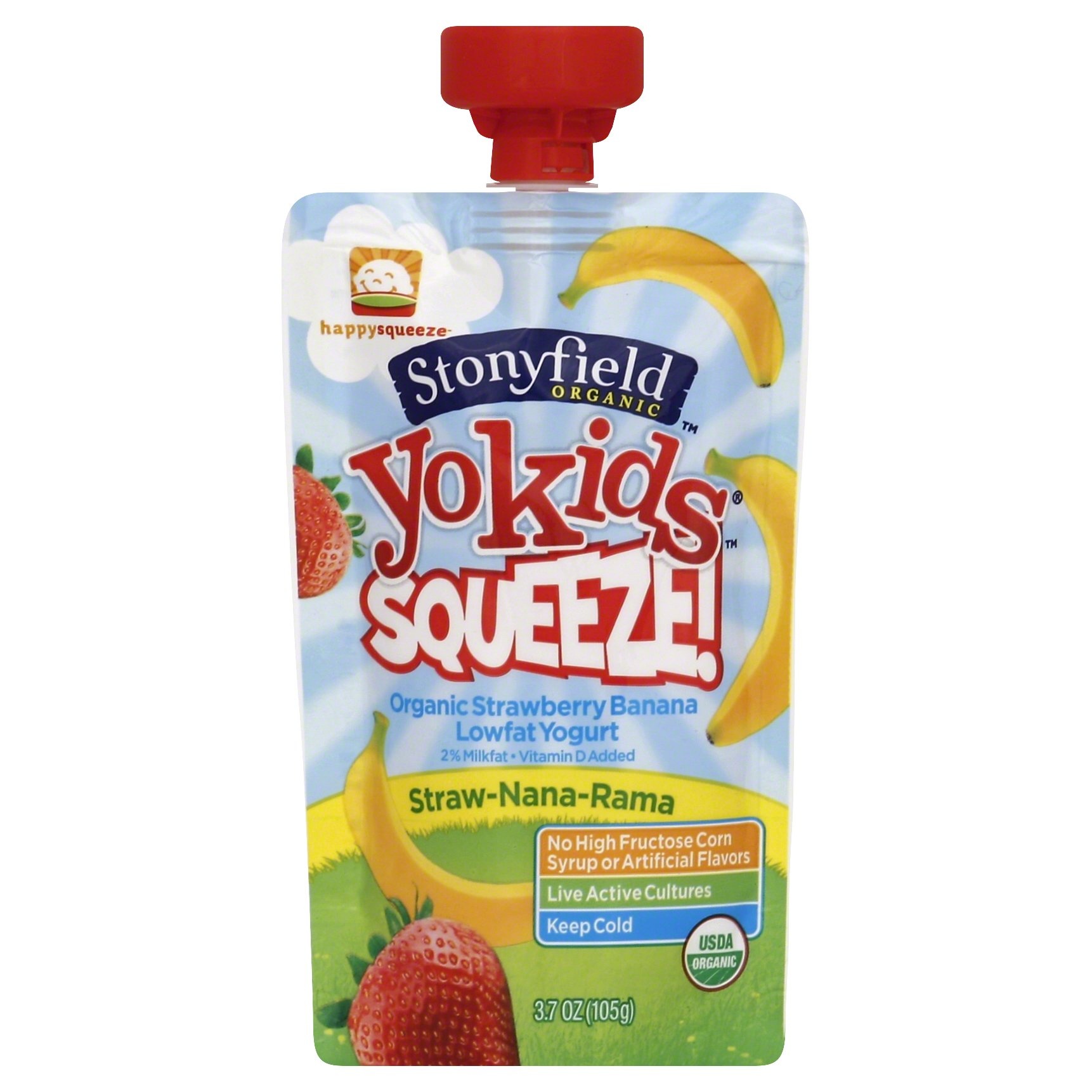 slide 1 of 1, Stonyfield Farm Yogurt Yokids Strawberry Banana Low-Fat Organic, 3.7 oz