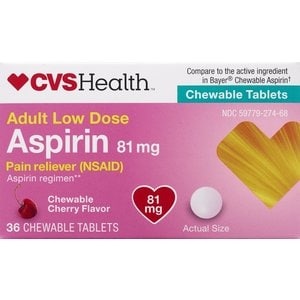 slide 1 of 1, CVS Health Children's Chewable Aspirin Tablets, Cherry Flavor, 36 ct