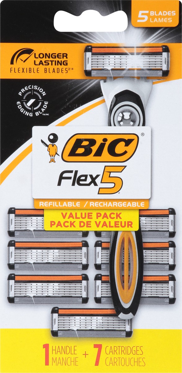 slide 9 of 9, BIC Flex 5 Refillable 5 Blades Value Pack Razors Value Pack 1 ea, 1 ea