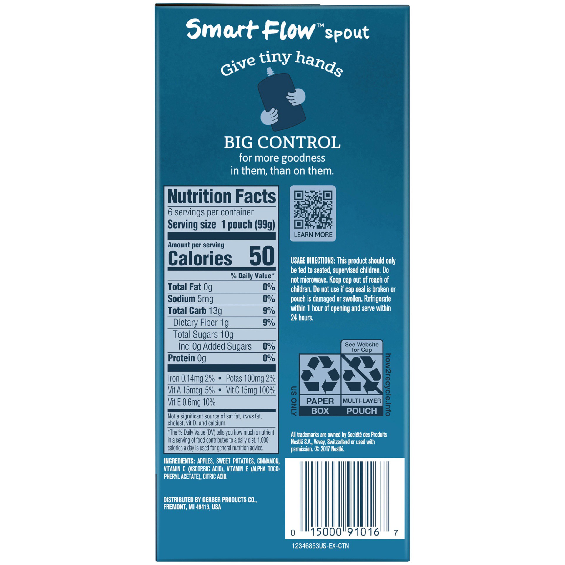 slide 5 of 7, Gerber Stage 1 Baby Food, Apple Sweet Potato with Cinnamon Toddler Food, 3.5 oz Pouch, 3.5 oz