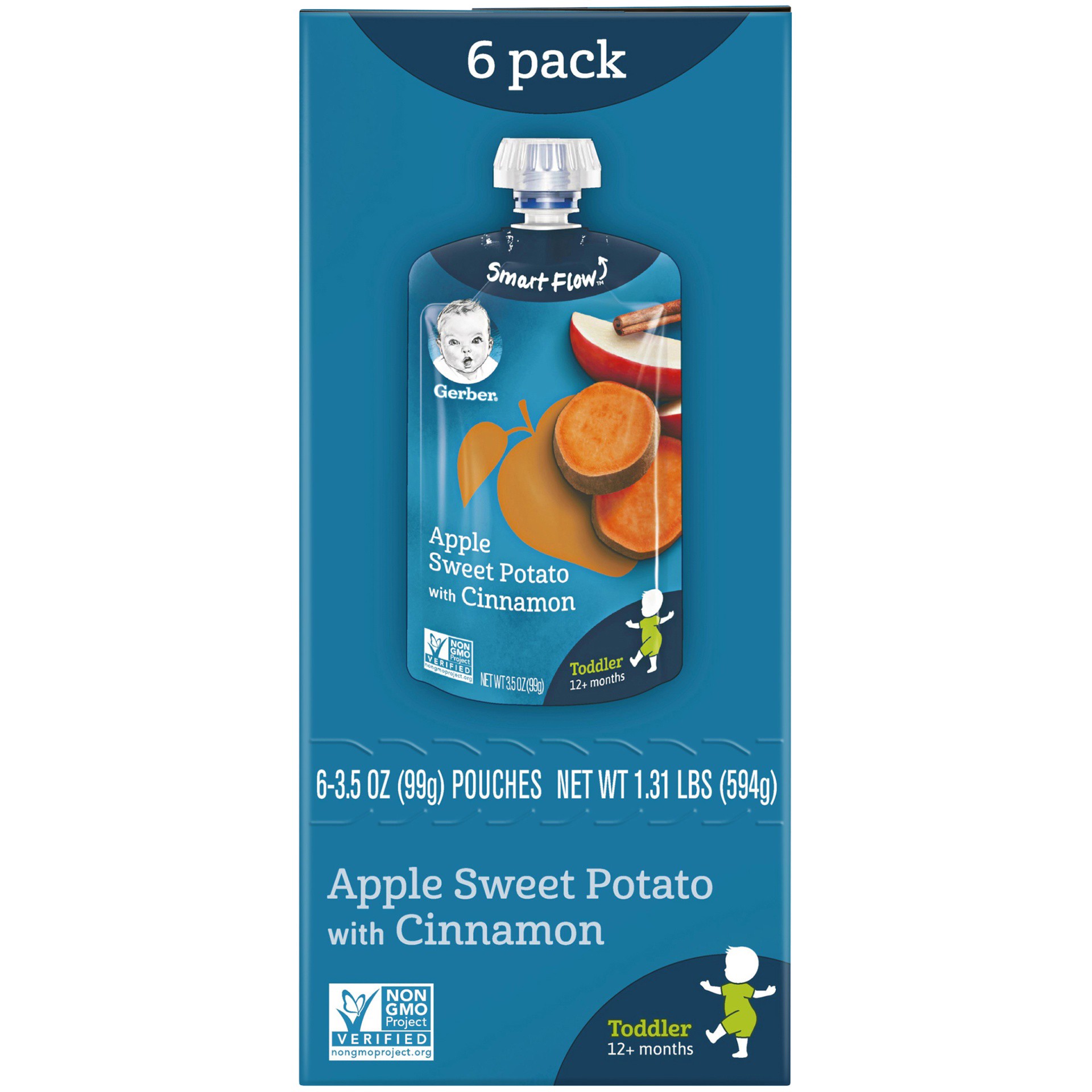 slide 3 of 7, Gerber Stage 1 Baby Food, Apple Sweet Potato with Cinnamon Toddler Food, 3.5 oz Pouch, 3.5 oz