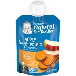 Gerber Stage 1 Baby Food, Apple Sweet Potato with Cinnamon Toddler Food, 3.5 oz Pouch