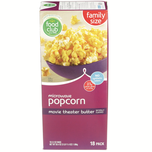 slide 1 of 1, Food Club Movie Theater Butter Microwave Popcorn, 1 ct