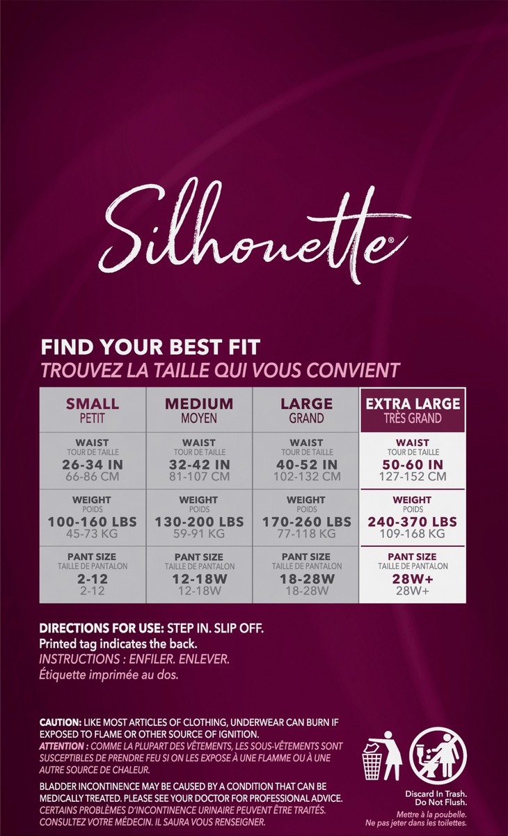 slide 8 of 9, Depend Silhouette Incontinence Underwear, Extra-Large (50–60" Waist), 10 Count , 1 ct