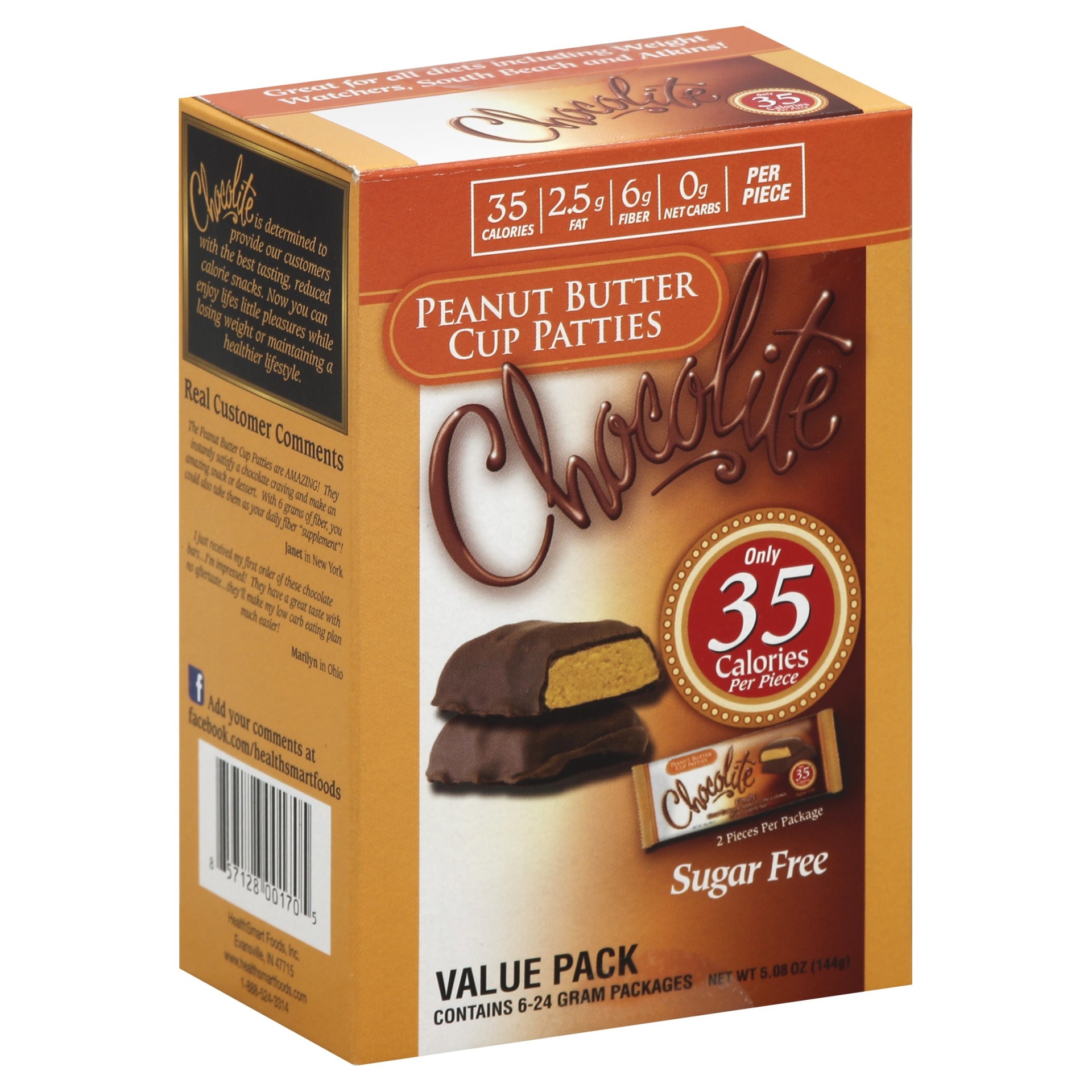 Chocolite SugarFree Peanut Butter Cup Patties Value Pack 6 ct Shipt