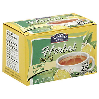 slide 1 of 1, Hill Country Fare Lemon Herbal Tea Bags, 25 ct