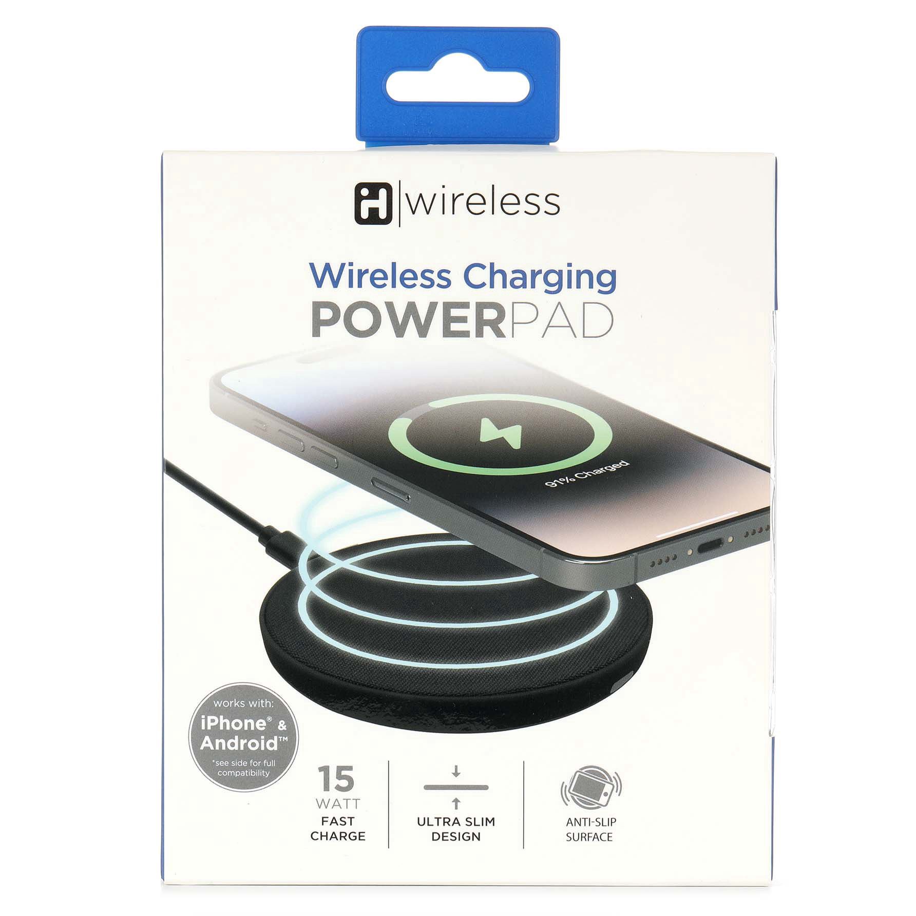 slide 1 of 1, iHome 15-Watt Wireless Charging Power Pad - Black, 1 ct
