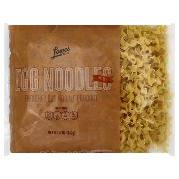 slide 1 of 1, Lowes Foods Noodles Egg Wide - 12 oz, 12 oz