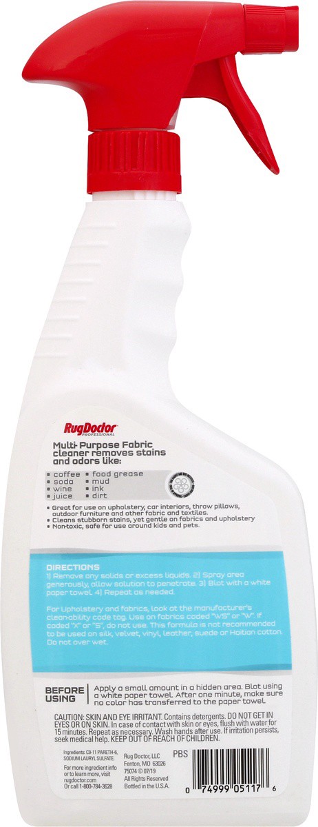 slide 9 of 9, Rug Doctor Professional Fabric + Upholstery Multi-Purpose Fresh Spring Scent Cleaner 24 oz, 24 fl oz