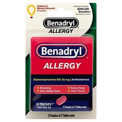 slide 1 of 1, Convenience Valet Benadryl Allergy, Ultratabs, 4 ct