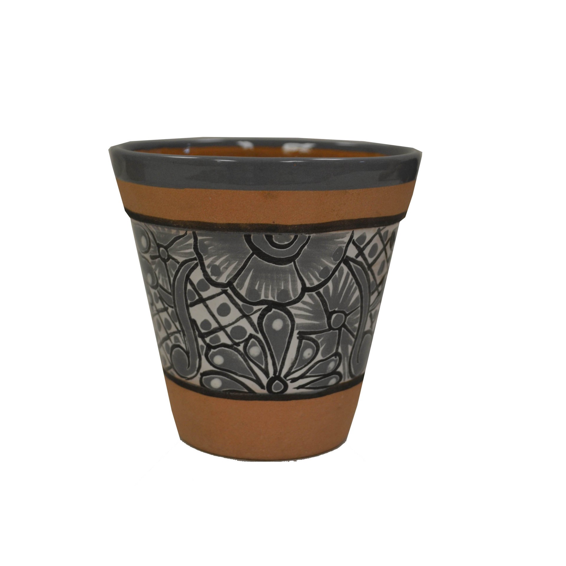 slide 1 of 1, Blue Orange Pottery Gray Talavera Planter 8, 1 ct