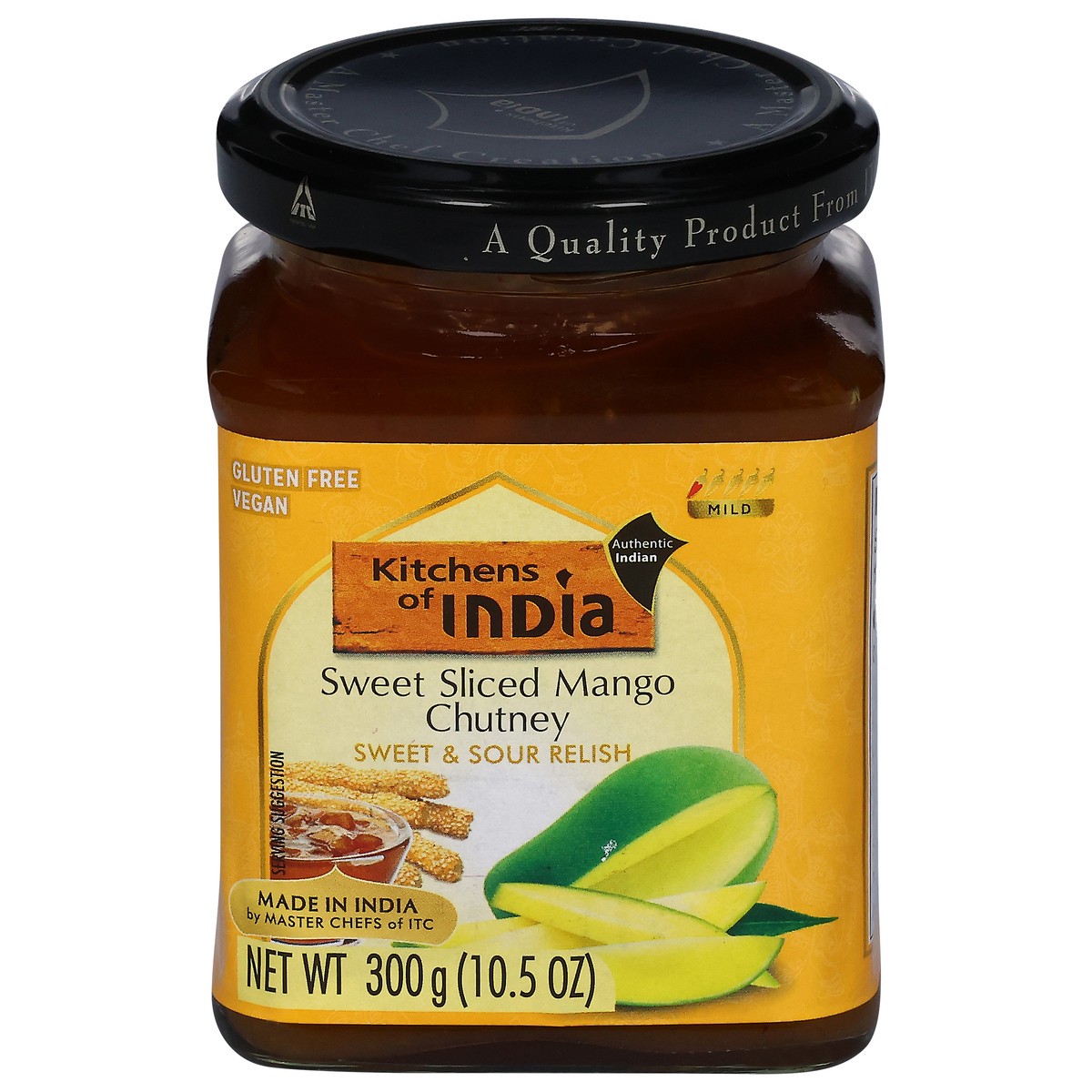 slide 1 of 11, Kitchens of India Mild Sweet & Sour Relish Sweet Sliced Mango Chutney 10.5 oz, 10.5 oz