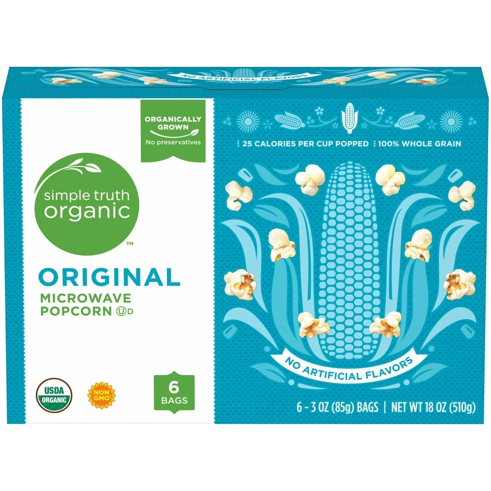 slide 1 of 1, Simple Truth Organic Original Microwave Popcorn, 6 ct; 3 oz