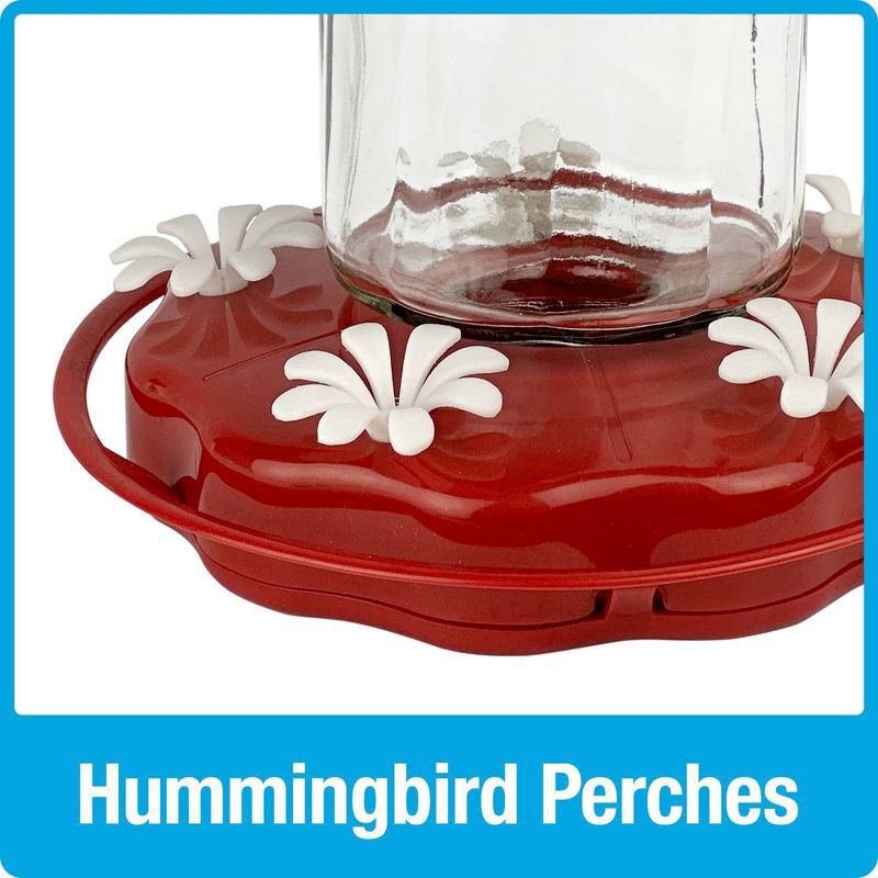 slide 2 of 6, Nature's Way Bird Products Nature's Way 20oz Scarlet Swirl Glass Hummingbird Feeder: Easy Clean, Weather-Resistant, 5 Feeding Stations, 20 oz