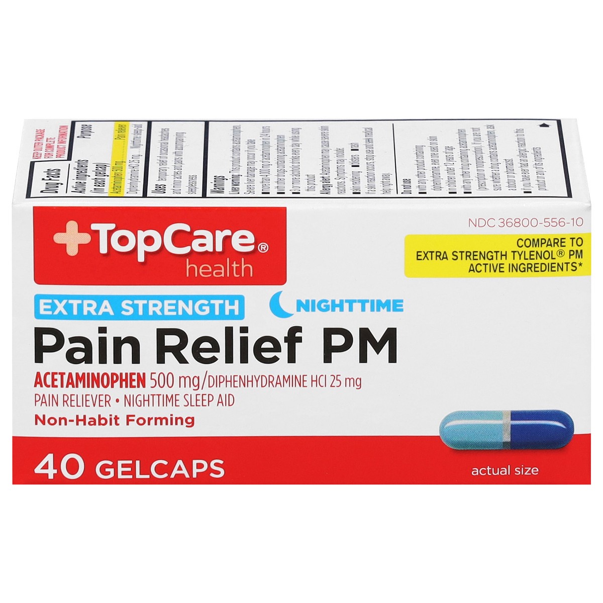 slide 1 of 9, TopCare TOP CARE Topcare Pain Relief Pm, Rapid Relief, Extra Strenght, 40 ct