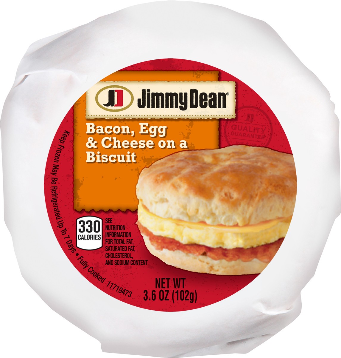 slide 3 of 3, Jimmy Dean Bacon Egg & Cheese On a Biscuit, 102.06 g