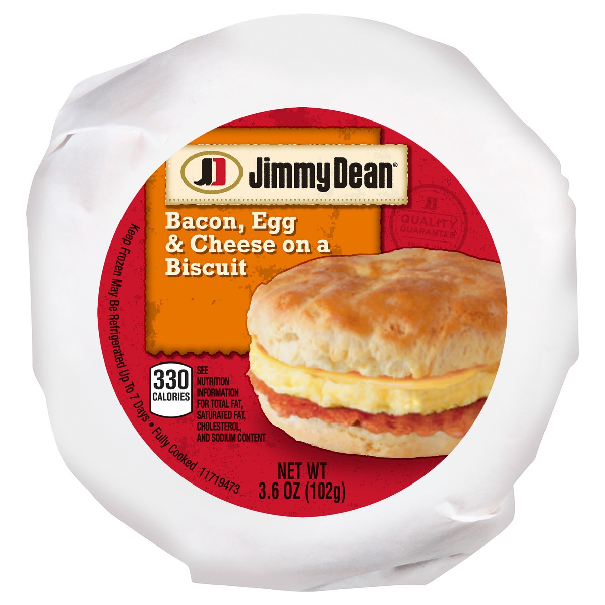 slide 1 of 3, Jimmy Dean Bacon Egg & Cheese On a Biscuit, 102.06 g