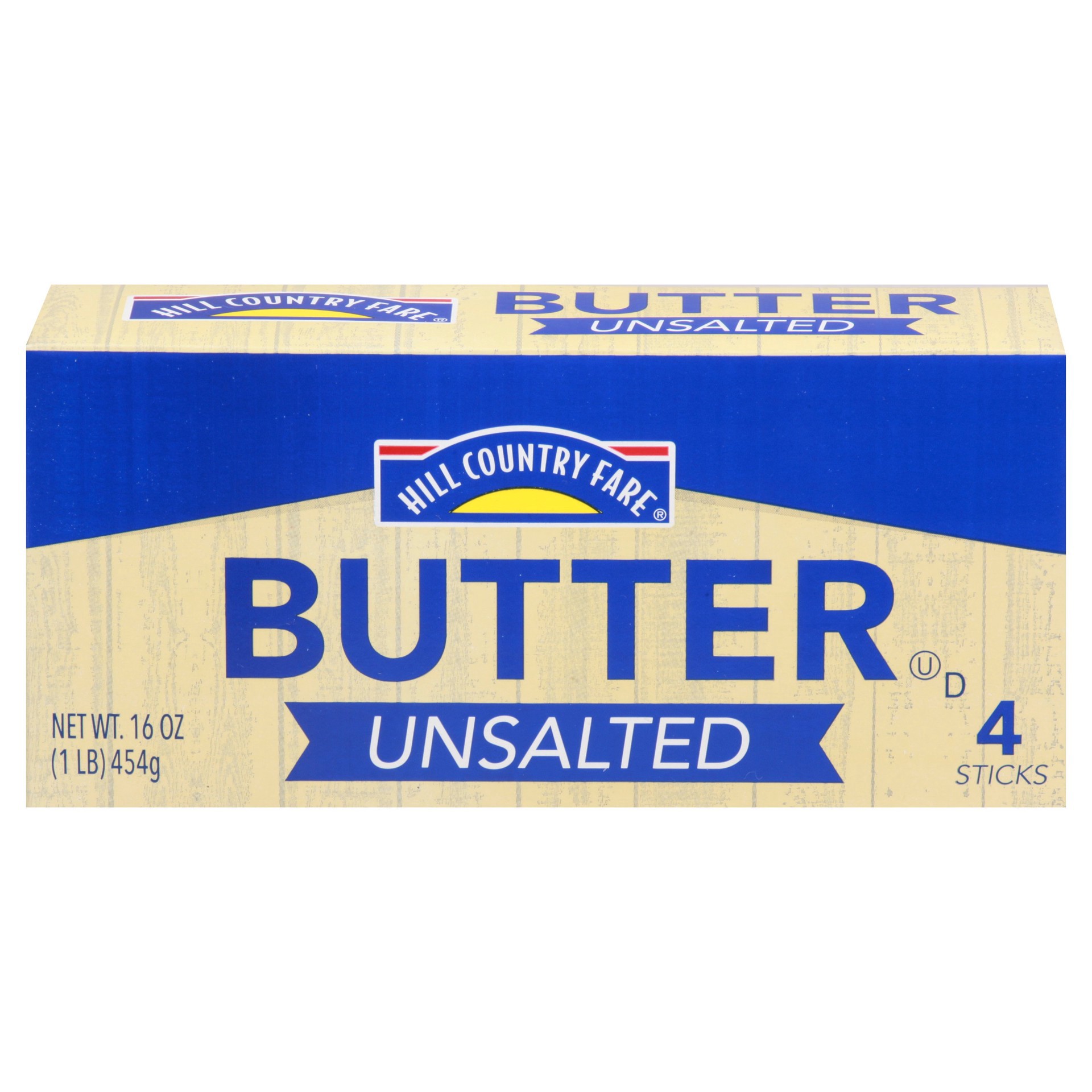slide 1 of 1, Hill Country Fare Unsalted Butter Sticks, 4 ct