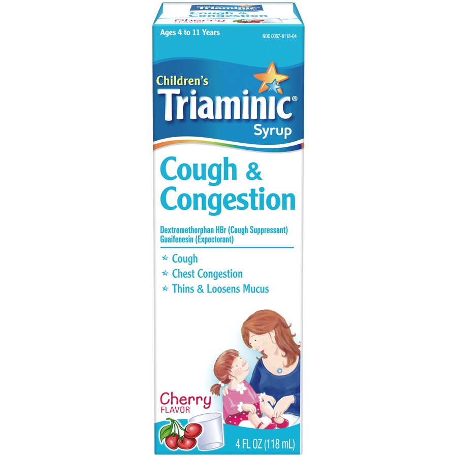 slide 1 of 1, Triaminic Childrens Cherry Flavor Cough Congestion Syrup, 4 fl oz