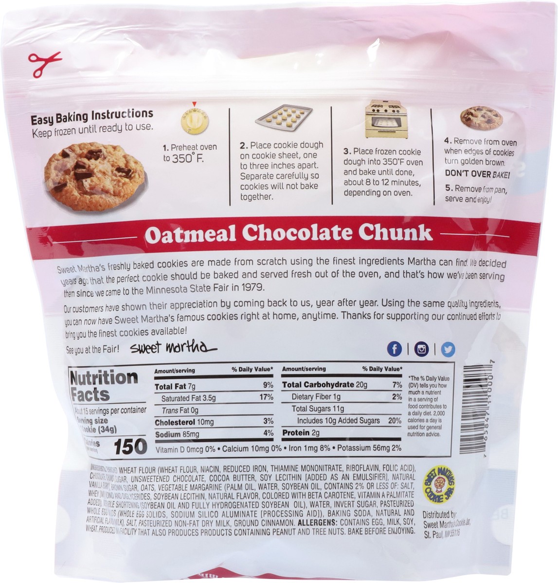 slide 7 of 13, Sweet Martha's Cookie Jar Oatmeal Chocolate Chunk Cookie Dough 20 oz,