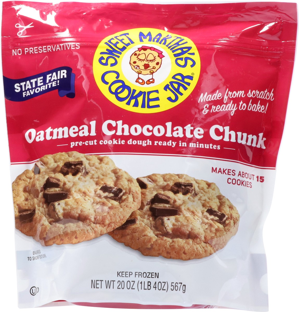 slide 3 of 13, Sweet Martha's Cookie Jar Oatmeal Chocolate Chunk Cookie Dough 20 oz,