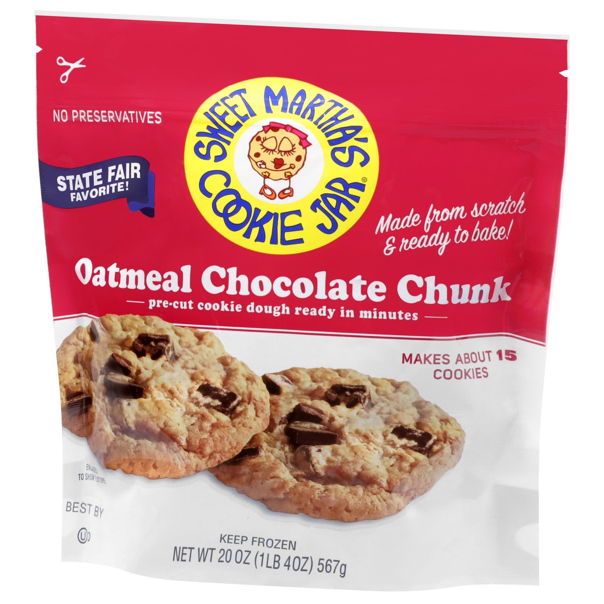 slide 2 of 13, Sweet Martha's Cookie Jar Oatmeal Chocolate Chunk Cookie Dough 20 oz,