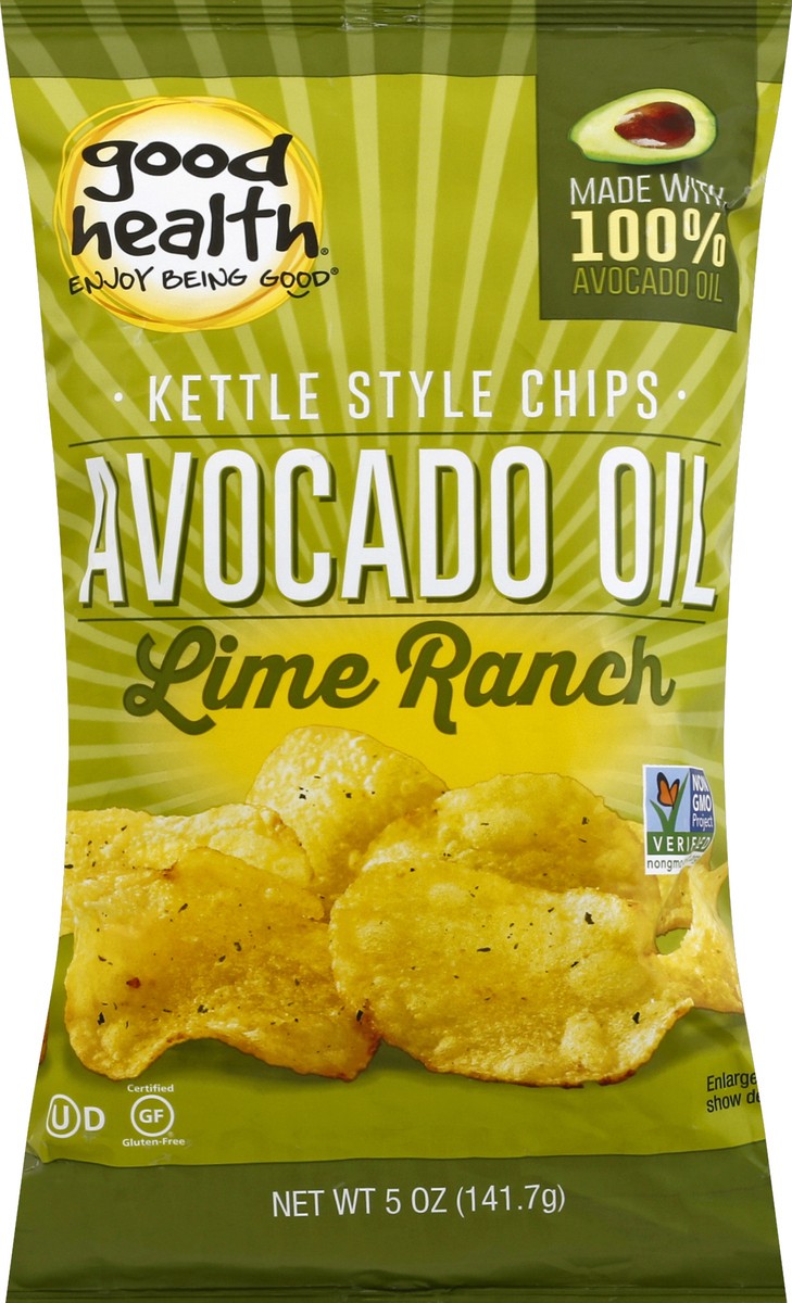 slide 3 of 5, Good Health Chilean Lime Avocado Oil Potato Chips, 5 oz