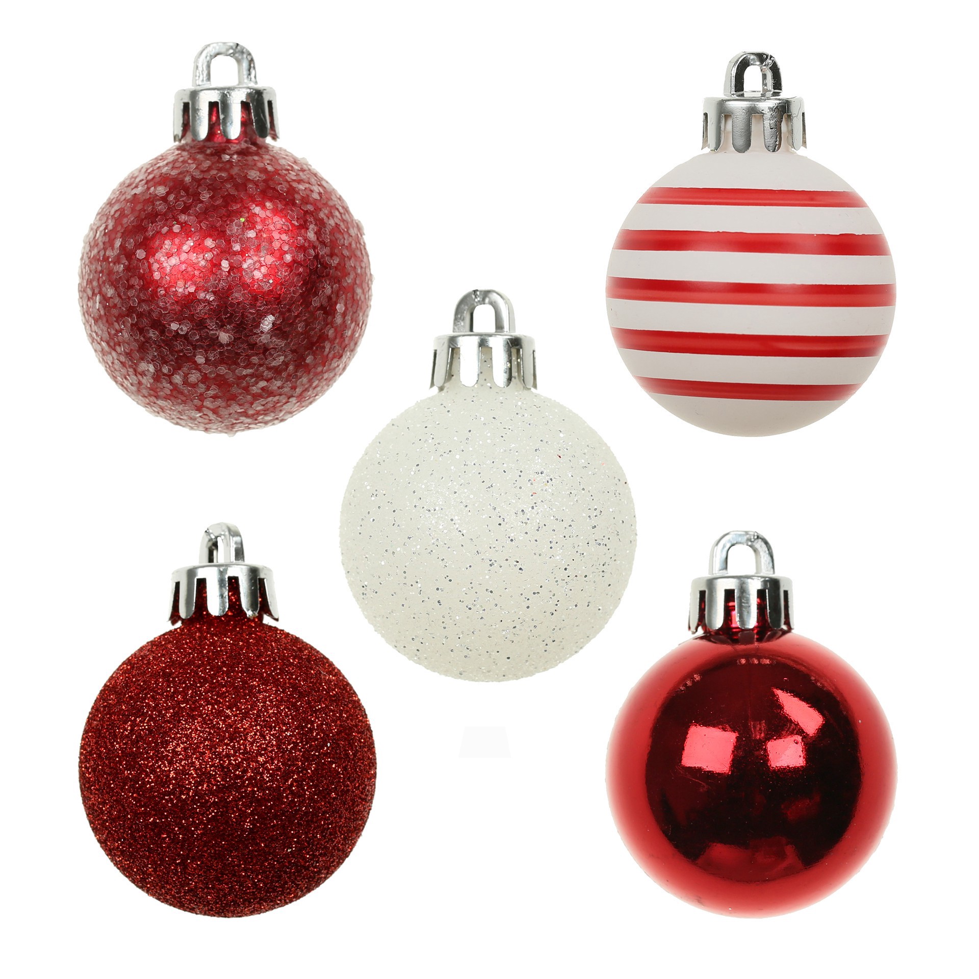 slide 3 of 3, 7 Pack 1.5" Red & White Striped Shatterproof Ball Ornaments By Ashland, 7 ct