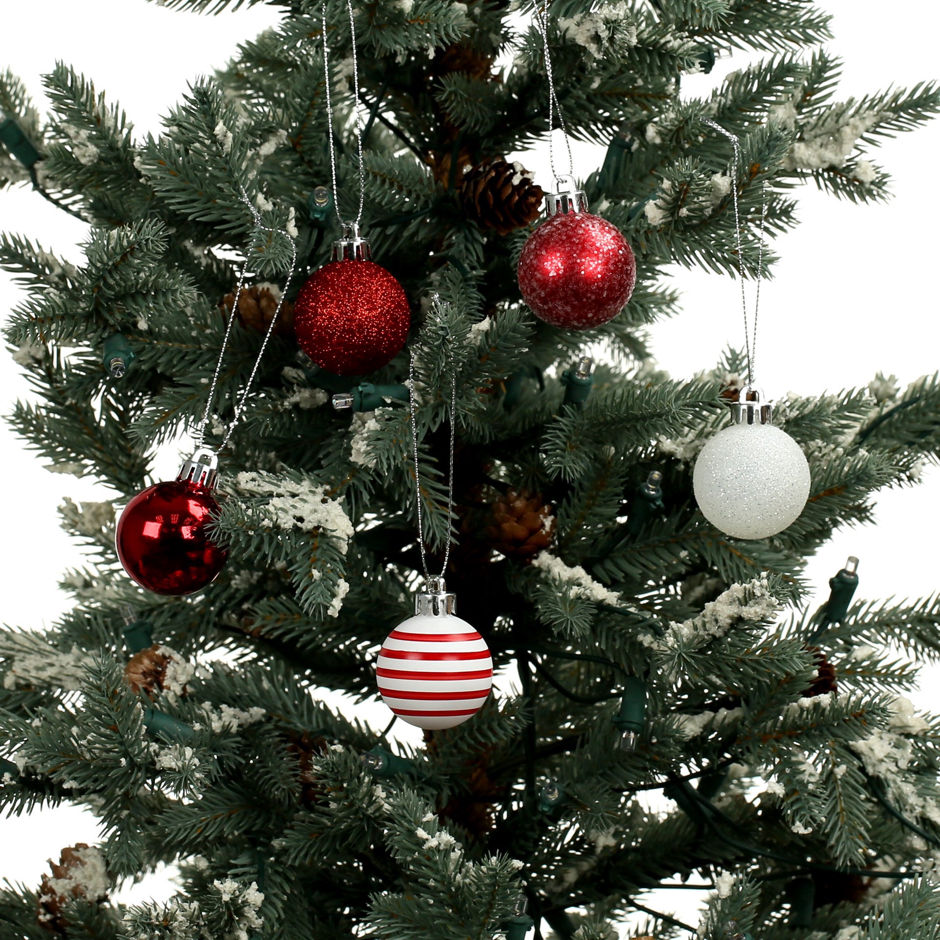 slide 2 of 3, 7 Pack 1.5" Red & White Striped Shatterproof Ball Ornaments By Ashland, 7 ct