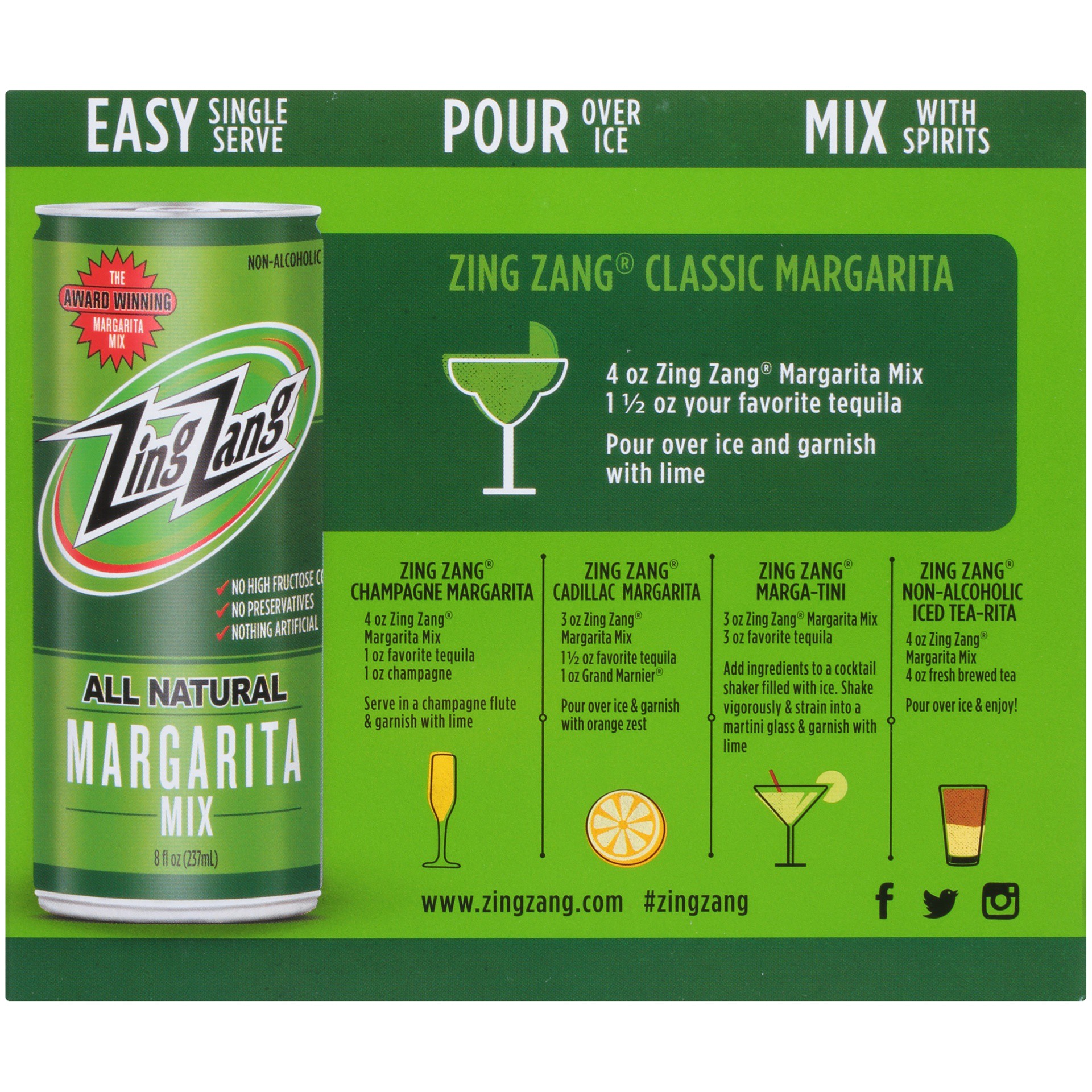 slide 6 of 8, Zing Zang Margarita Mixer Slim Cans, 6 ct; 8 oz