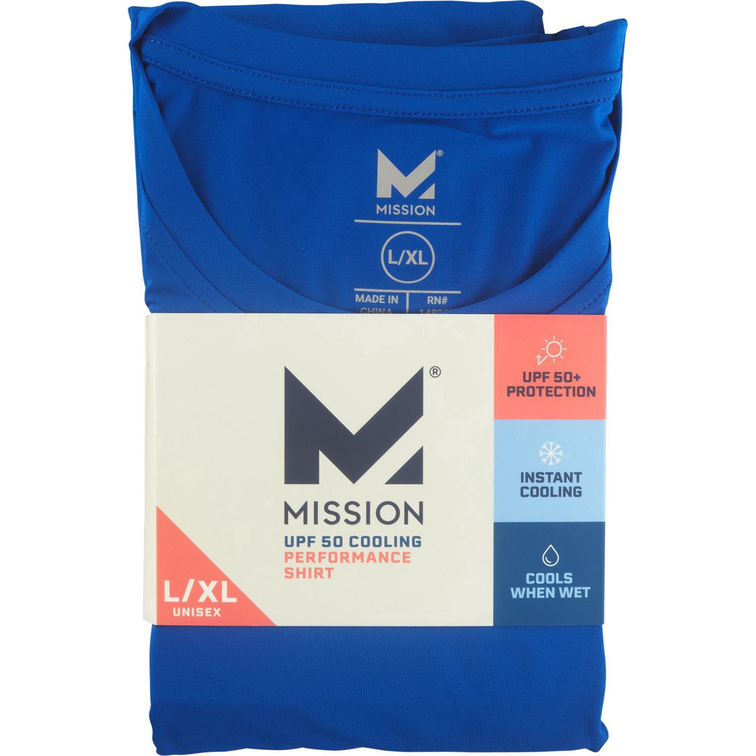 slide 4 of 4, Mission Cooling Sun Shirt, Blue, L/xl, 1 ct