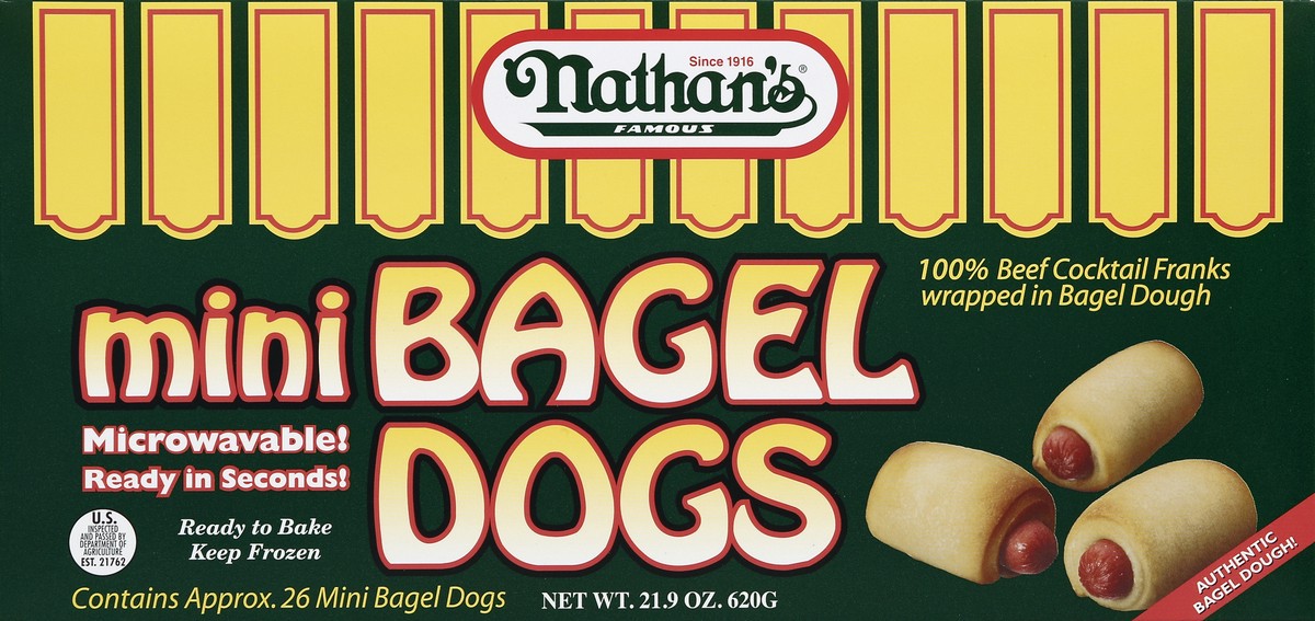 slide 1 of 4, Nathan's Famous Bagel Dogs 26 ea, 26 ct