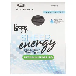 L'Eggs Sheer Energy Medium Support Control Top Sheer Toe - Off Black