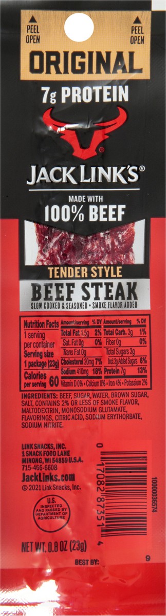 slide 10 of 11, Jack Link's .8Oz Jack Link's Original Tender Style Beef Steak 1/1 Count, 0.8 oz